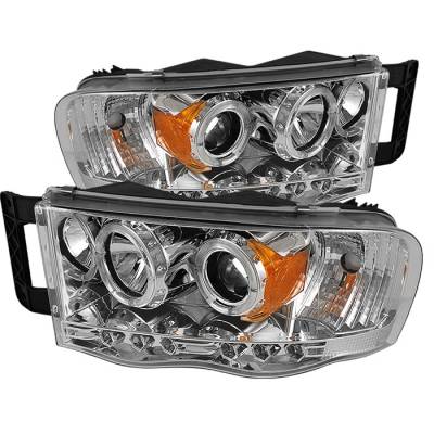 Dodge Ram Spyder Projector Headlights - LED Halo - LED - Chrome - 444-DR02-HL-C