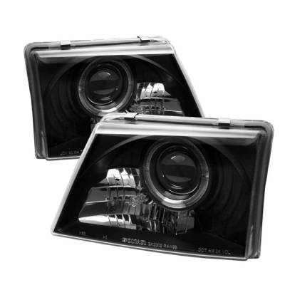 Ford Ranger Spyder Projector Headlights - LED Halo - Black - 444-FR98-BK