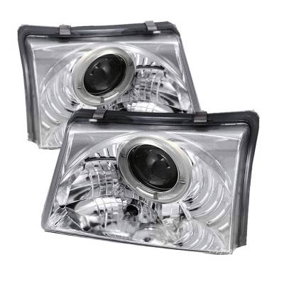 Ford Ranger Spyder Projector Headlights - LED Halo - Chrome - 444-FR98-C