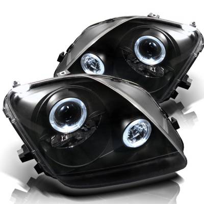 Honda Prelude Spyder Projector Headlights - LED Halo - Black - 444-HP97-HL-BK