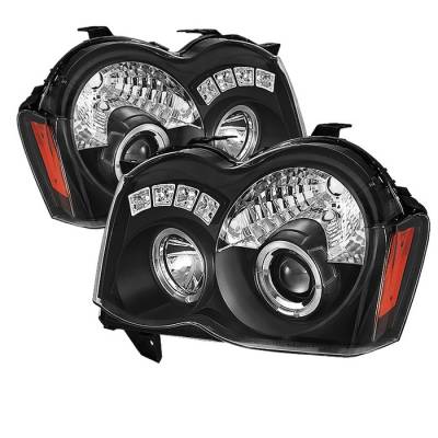 Jeep Grand Cherokee Spyder Projector Headlights - LED Halo - LED - Black - 444-JGC08-HL-BK