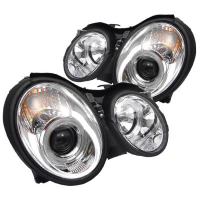 Mercedes-Benz CLK Spyder Projector Headlights LED Halo - Chrome - 444-MBCLK98-HL-C