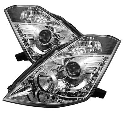 Nissan 350Z Spyder Projector Headlights - Xenon HID Model Only - DRL - Chrome - 444-N350Z02-HID-DRL-C