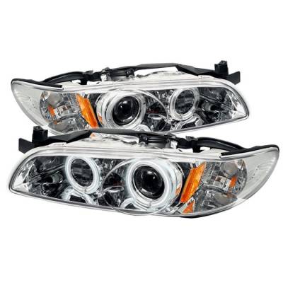 Pontiac Grand Prix Spyder Projector Headlights - CCFL Halo - Chrome - 1PC - 444-PGP97-1PC-CCFL-C