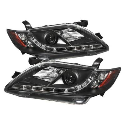 Toyota Camry Spyder Projector Headlights - DRL LED - Black - 444-TCAM07-DRL-BK