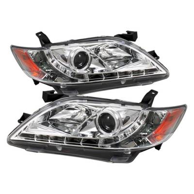 Toyota Camry Spyder Projector Headlights - DRL LED - Chrome - 444-TCAM07-DRL-C