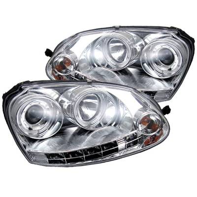 Volkswagen Jetta Spyder Projector Headlights LED Halo - DRL LED - Chrome - 444-VG06-HL-C