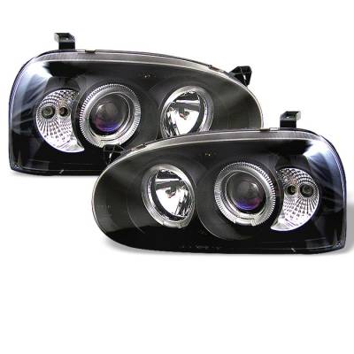 Volkswagen Golf Spyder Projector Headlights - LED Halo - Black - 444-VG92-BK