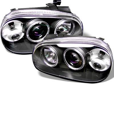 Volkswagen Golf Spyder Projector Headlights - LED Halo - Black - 444-VG99-BK