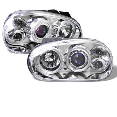 Volkswagen Golf Spyder Projector Headlights - LED Halo - Chrome - 444-VG99-C