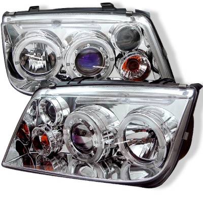 Volkswagen Jetta Spyder Projector Headlights - LED Halo - Chrome - 444-VJ99-HL-C