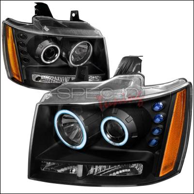 Chevrolet Suburban Spec-D CCFL Halo Projector Headlights - Black - 4LHP-AVA07JM-KS