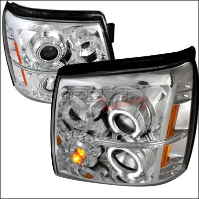 Cadillac Escalade Spec-D CCFL Halo Projector Headlights - Chrome - 4LHP-ECLD02-KS