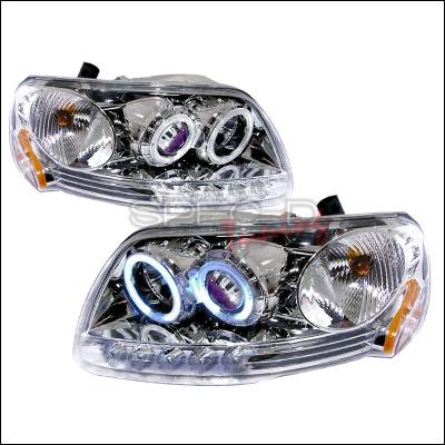 Ford F150 Spec-D CCFL Halo Projector Headlights - Chrome - 4LHP-F150971PCB-KS