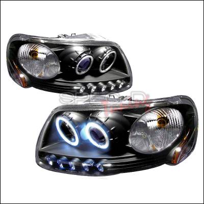 Ford F150 Spec-D CCFL Halo Projector Headlights - Chrome - 4LHP-F150971PCJMB-KS