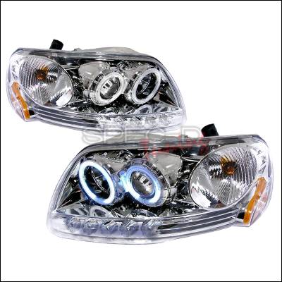 Ford F150 Spec-D CCFL Halo Projector Headlights - Chrome - 4LHP-F150971PC-KS