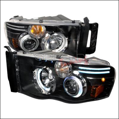 Dodge Ram Spec-D CCFL Halo Projector Headlights - Black - 4LHP-RAM02JM-KS