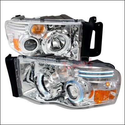 Dodge Ram Spec-D CCFL Halo Projector Headlights - Chrome - 4LHP-RAM02-KS