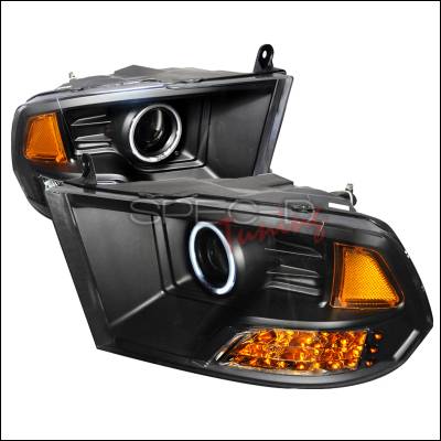 Dodge Ram Spec-D CCFL Halo Projector Headlights - Black - 4LHP-RAM09JM-KS