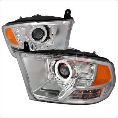 Dodge Ram Spec-D CCFL Halo Projector Headlights - Chrome - 4LHP-RAM09-KS