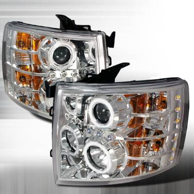 Chevrolet Silverado Spec-D CCFL Halo Projector Headlights - Chrome - 4LHP-SIV07-KS