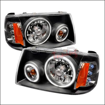 Ford Ranger Spec-D CCFL Halo Euro Headlights - Black - 4LH-RAN01JM-KS