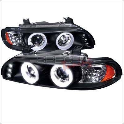 BMW 5 Series Spec-D SMD LED Iced Halo Projector Headlight with Black Housing - 6LHP-E3997JM-TM