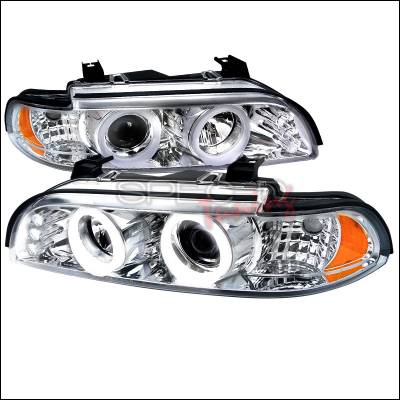 BMW 5 Series Spec-D SMD LED Iced Halo Projector Headlight with Chrome Housing - 6LHP-E3997-TM