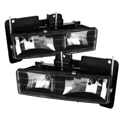 GMC CK Truck Spyder Crystal Headlights - Black - HD-JH-CCK88-BK