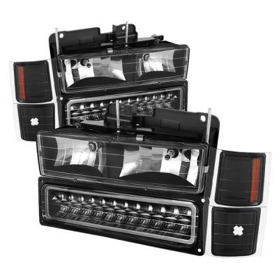 Chevrolet Blazer Spyder Corner LED Bumper Headlights - Black - HD-JH-CCK88-LED-AM-BK-SET