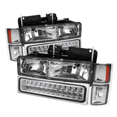 Chevrolet Suburban Spyder Corner LED Bumper Headlights - Chrome - HD-JH-CCK88-LED-AM-C-SET