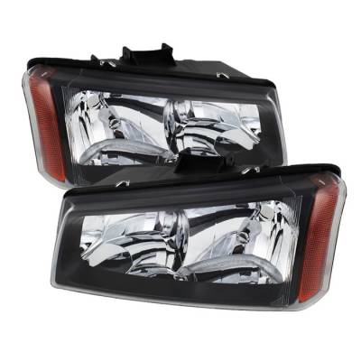 Chevrolet Silverado Spyder Crystal Headlights - Black - HD-JH-CSIL03-BK-AM