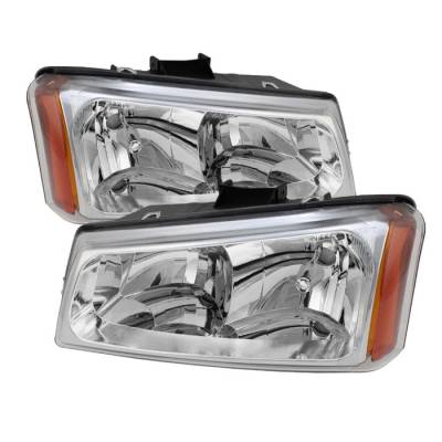 Chevrolet Silverado Spyder Crystal Headlights - Chrome - HD-JH-CSIL03-C-AM