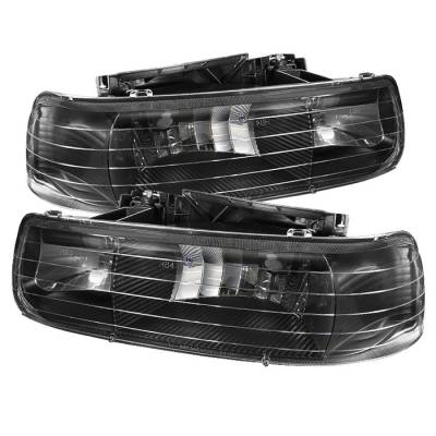 Chevrolet Silverado Spyder Amber Crystal Headlights - Black - HD-JH-CSIL99-BK