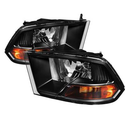 Dodge Ram Spyder Crystal Headlights - Black - HD-JH-DR09-AM-BK