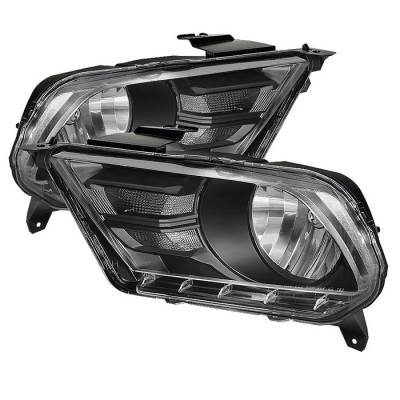 Ford Mustang Spyder Crystal Headlights - Black - HD-JH-FM2010-BK