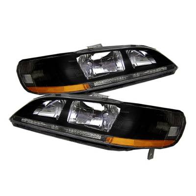 Honda Accord Spyder Amber Crystal Headlights - Black - HD-JH-HA98-AM-BK