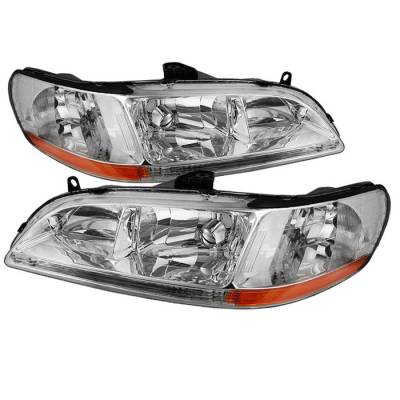 Honda Accord Spyder Amber Crystal Headlights - Chrome - HD-JH-HA98-AM-C