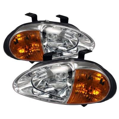 Honda Del Sol Spyder Amber Crystal Headlights - Chrome - 1PC - HD-ON-HDEL93-1P-AM-C