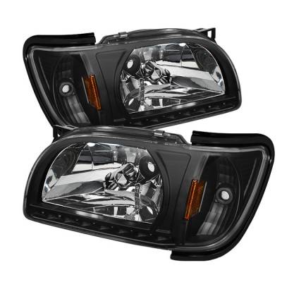 Toyota Tacoma Spyder Black Trim Corner Crystal Headlights - Black - 1PC - HD-ON-TT01-1PC-LED-BK