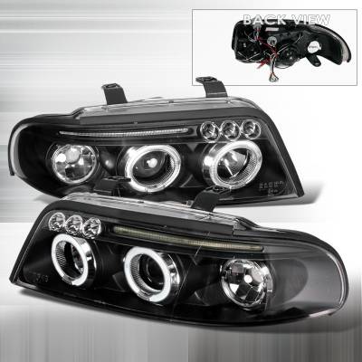 Audi A4 Spec-D Halo LED Projector Headlights - Black - LHP-A400JM-TM