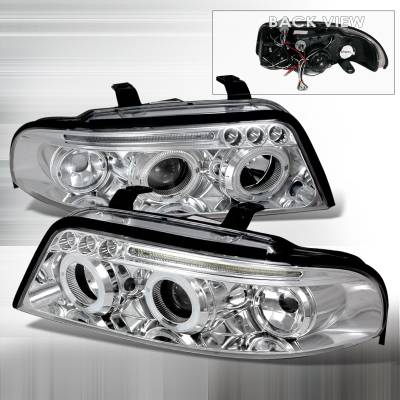 Audi A4 Spec-D Halo LED Projector Headlights - Chrome - LHP-A400-TM