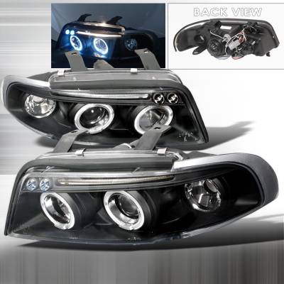 Audi A4 Spec-D Halo LED Projector Headlights - Black - LHP-A496JM-TM