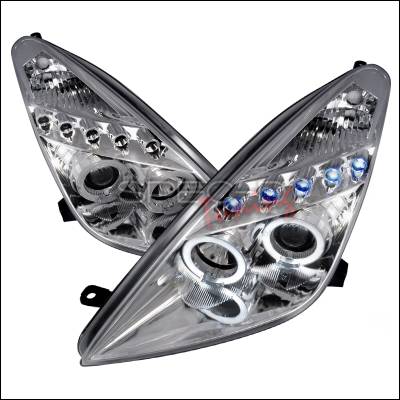 Toyota Celica Spec-D Halo LED Projector Headlights - Chrome - LHP-CEL00-TM