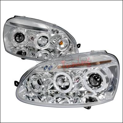 Volkswagen Golf Spec-D Halo LED Projector Headlights - Chrome - LHP-GLF05-TM