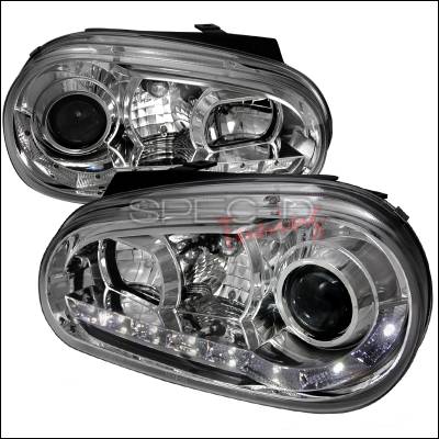 Volkswagen Golf Spec-D R8 Style Halo LED Projector - Chrome - LHP-GLF99-8-TM