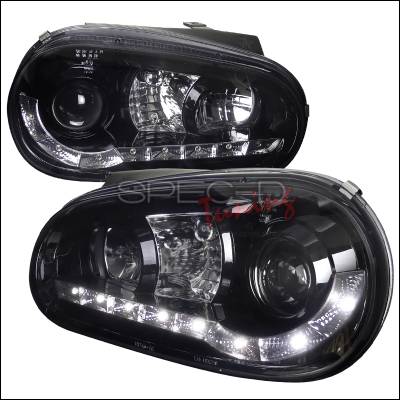 Volkswagen Golf Spec-D R8 Style Smoked Lens Gloss - Black Housing Projector Headlights - LHP-GLF99G-8-TM