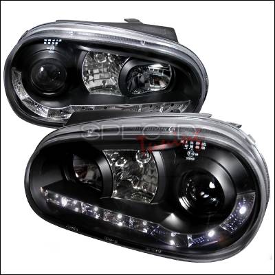 Volkswagen Golf Spec-D R8 Style Halo LED Projector - Black - LHP-GLF99JM-8-TM