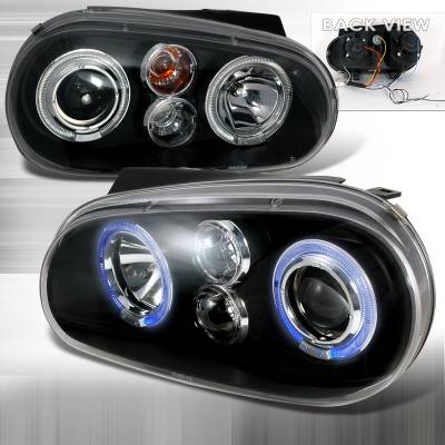 Volkswagen Golf Spec-D Halo LED Projector Headlights - Black - LHP-GLF99JM-TM