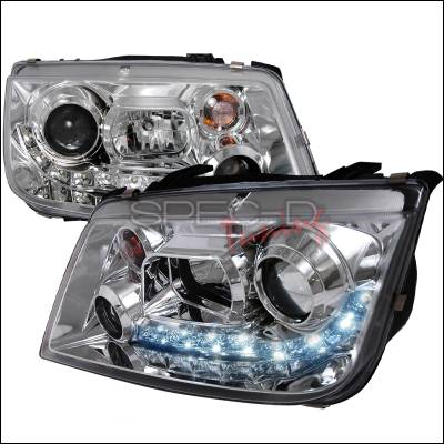 Volkswagen Jetta Spec-D R8 Style Halo LED Projector - Chrome - LHP-JET99-8-TM